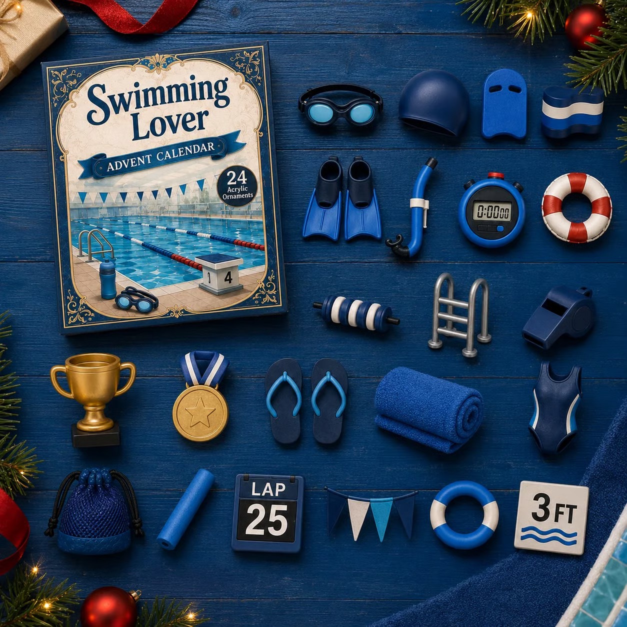 🏊 24 Days of Swim-Life Advent Calendar | 24 Swim Acrylic Charms with Strings 💦