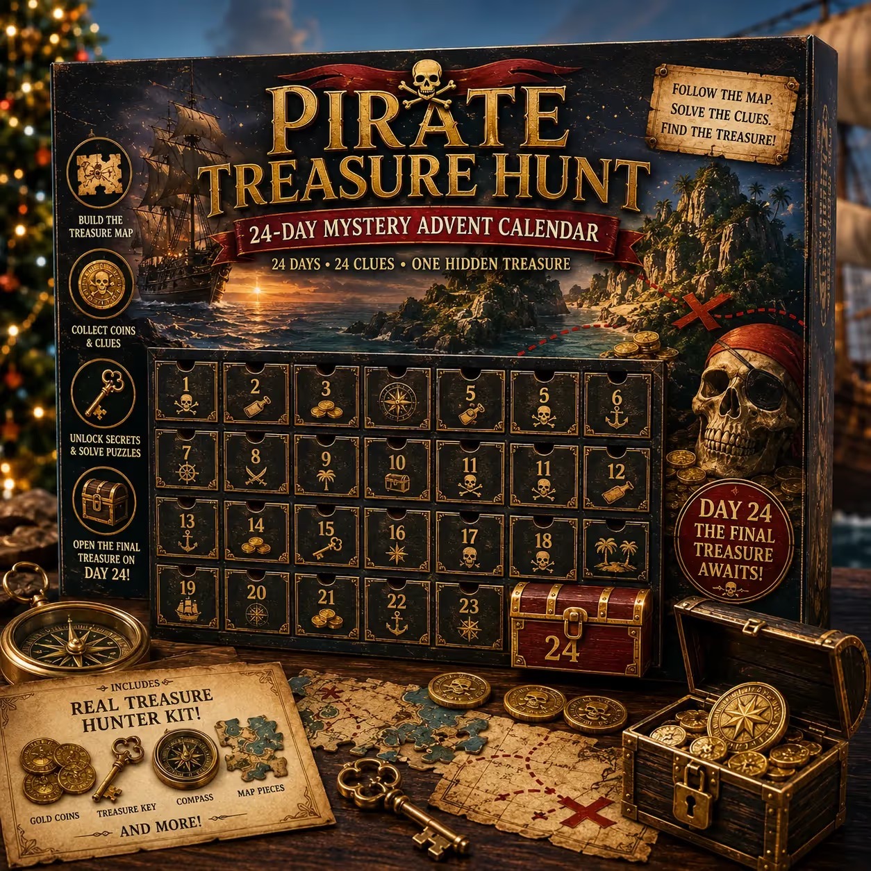 🎄24-Day Mystery Adventure Advent Calendar | Interactive Christmas Puzzle Game, 6 Story Themes, Hidden Clues & Hands-On Challenges 🧩