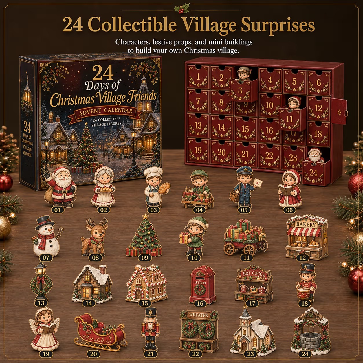 🎄24 Days Of Christmas Village Friends Advent Calendar✨