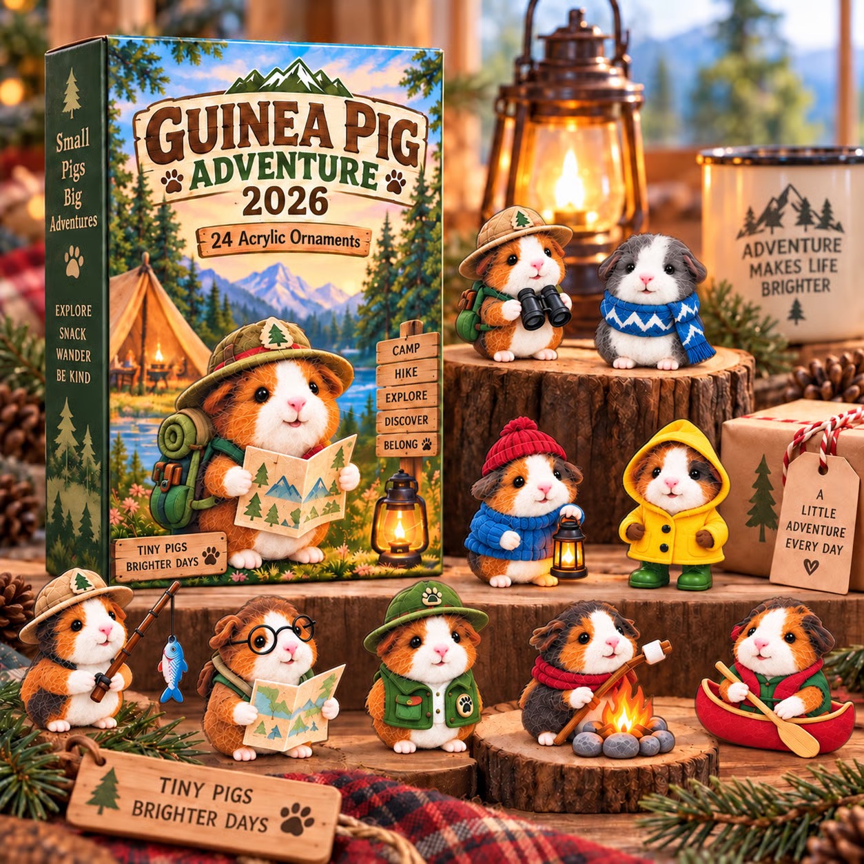 🐹🌲 24 Days of Tiny Adventures – Guinea Pig Christmas Collector Countdown 2026-2D Flat Acrylic Design