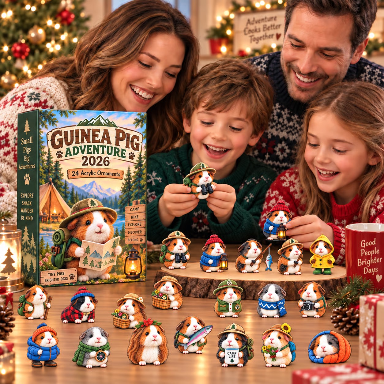 🐹🌲 24 Days of Tiny Adventures – Guinea Pig Christmas Collector Countdown 2026-2D Flat Acrylic Design