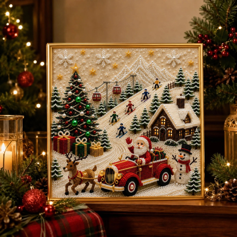🧘Relaxing & Beginner-Friendly-🎄🎅 Premium 3D Pearl Christmas Wall Art Kit