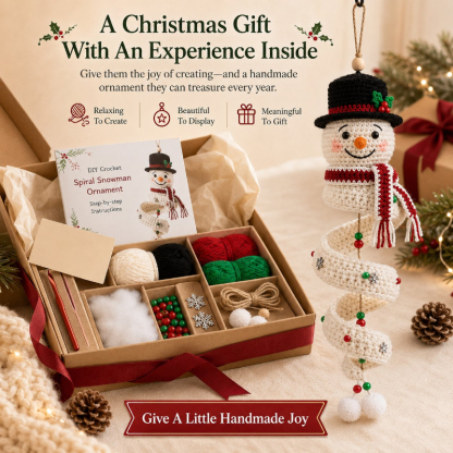 ⛄ Crochet Snowman Ornament DIY Kit | Beginner Set with Yarn, Hook, Beads & Step‑by‑Step Guide 🧶🎄