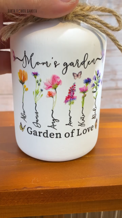 Custom Birth Flower Vase with Glass Flower Keepsake Gift Mother's Day Gift