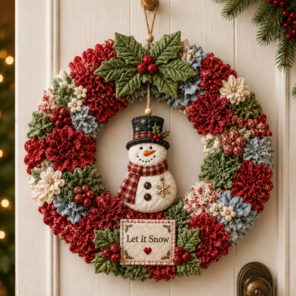 🔥Limited time 49% OFF -🧵🎄DIY Christmas Fabric Poke-Art Wreath Kit – Handmade Holiday Door Décor