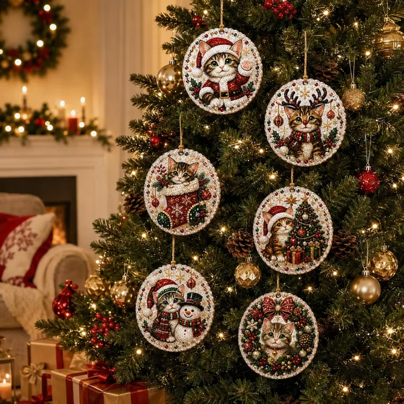 6pcs DIY Pearl Diamond Painting Christmas Tree Hanging Ornaments