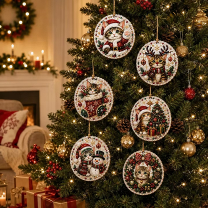 6pcs DIY Pearl Diamond Painting Christmas Tree Hanging Ornaments