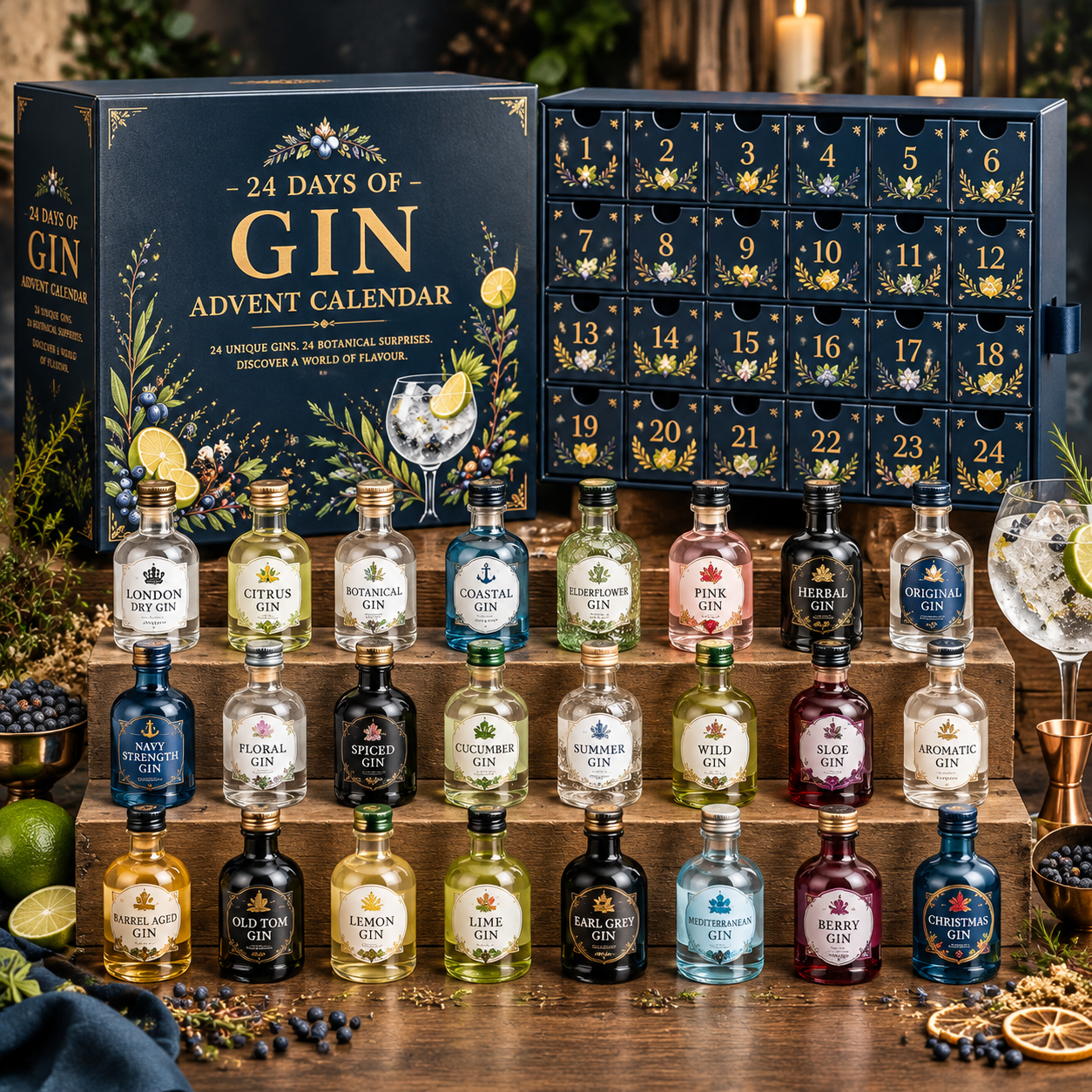 🍸 2026 Days of Gin Blind Box – 24-Day Festive Countdown, Gin Collectible Miniatures 🎄 Christmas