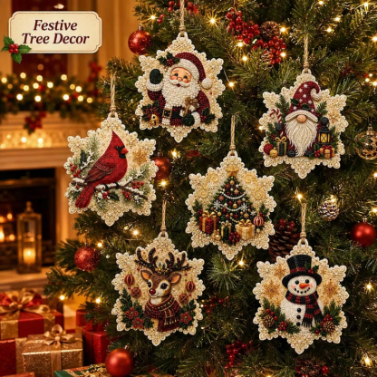 6pcs DIY Pearl Diamond Painting Christmas Tree Hanging Ornaments