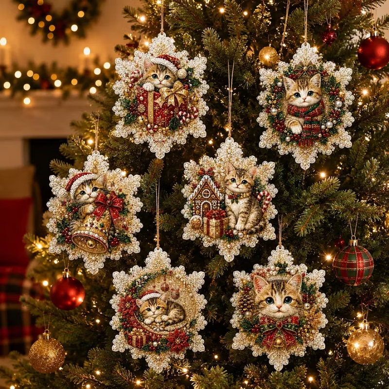 6pcs DIY Pearl Diamond Painting Christmas Tree Hanging Ornaments