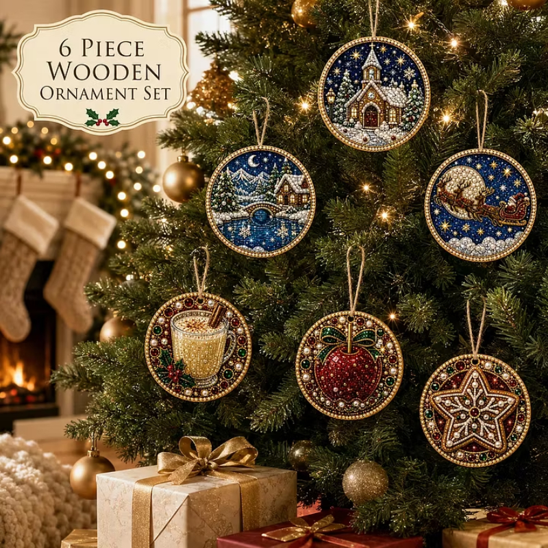 6pcs DIY Pearl Diamond Painting Christmas Tree Hanging Ornaments