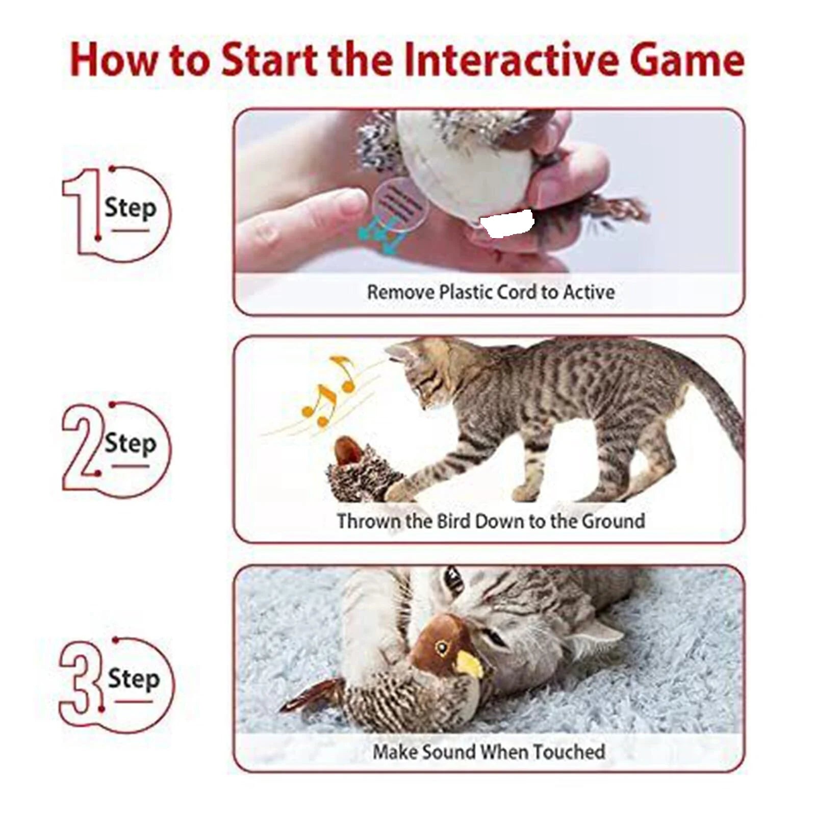 Upgraded Simulated Chirping Bird，Cat toy Bird