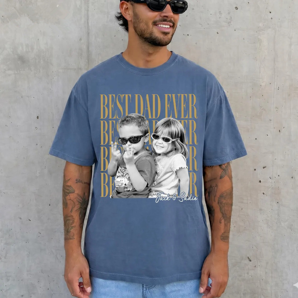 Custom Photo Dad Shirt Vintage Photo Tee Father’s Day Gift for Dad or Grandpa