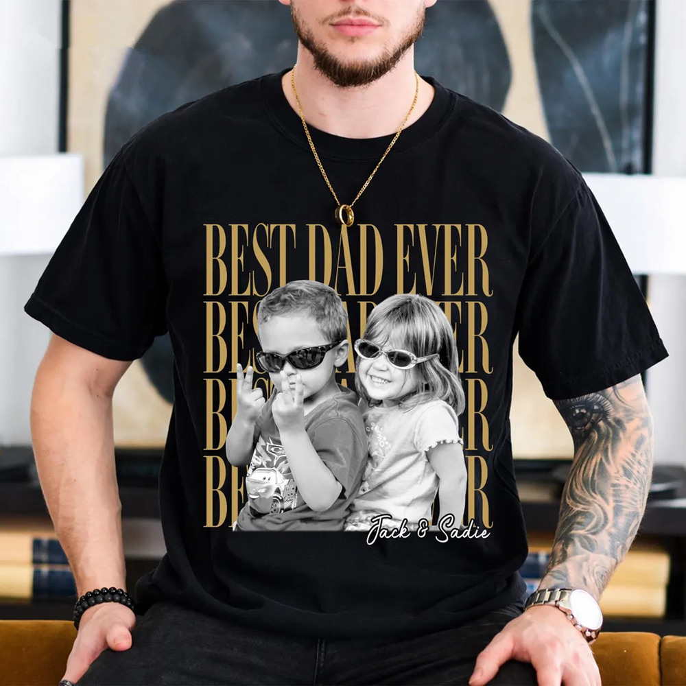 Custom Photo Dad Shirt Vintage Photo Tee Father’s Day Gift for Dad or Grandpa