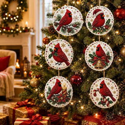 6pcs DIY Pearl Diamond Painting Christmas Tree Hanging Ornaments