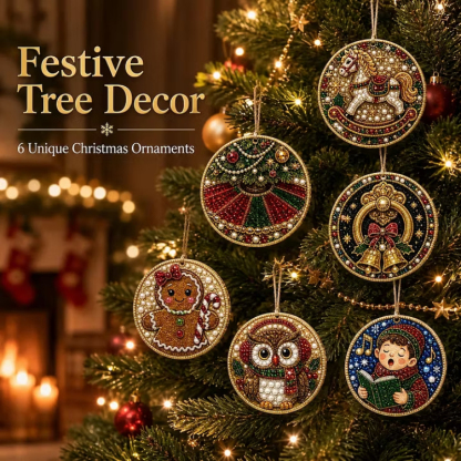 6pcs DIY Pearl Diamond Painting Christmas Tree Hanging Ornaments