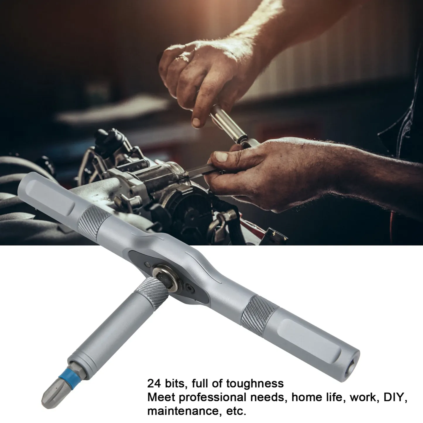 Ratchet Screwdriver Set 24-in-1 Bit Repair Tool Manual Hardware With Handle