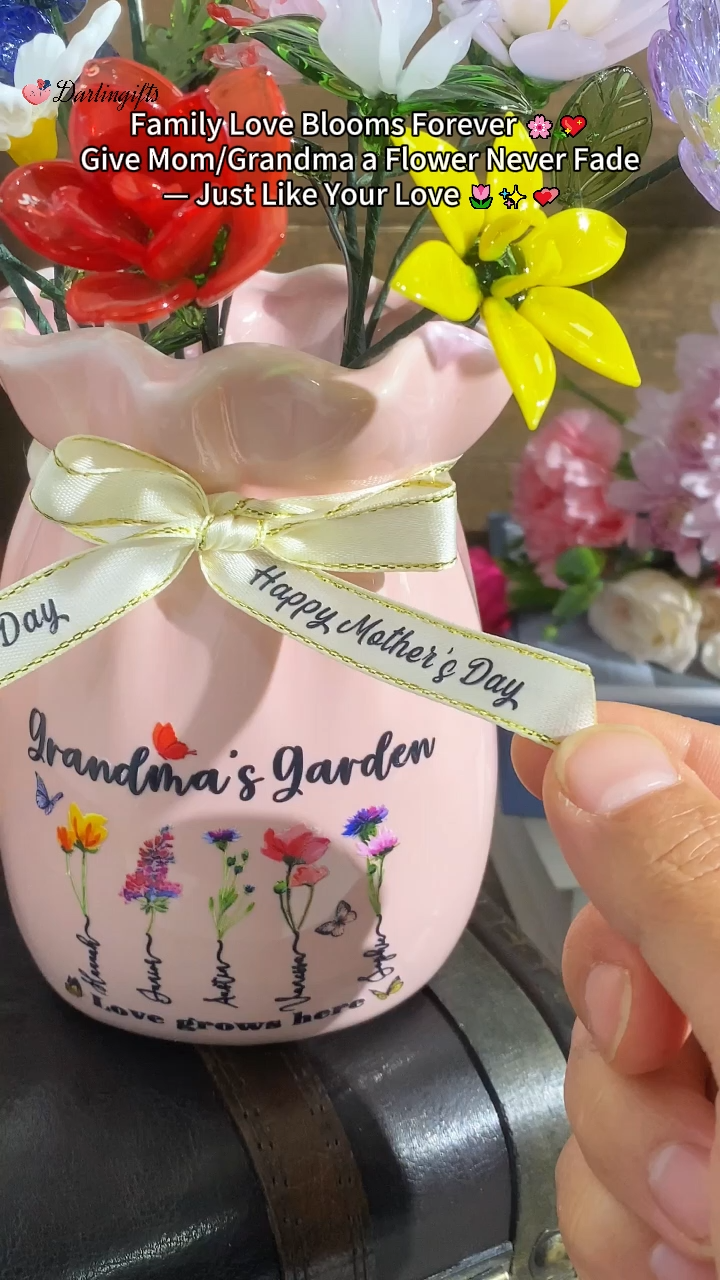 Custom Birth Flower Vase with Glass Flower Spring Decoration Mother's Day Gift