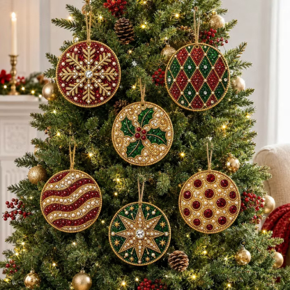 6pcs DIY Pearl Diamond Painting Christmas Tree Hanging Ornaments