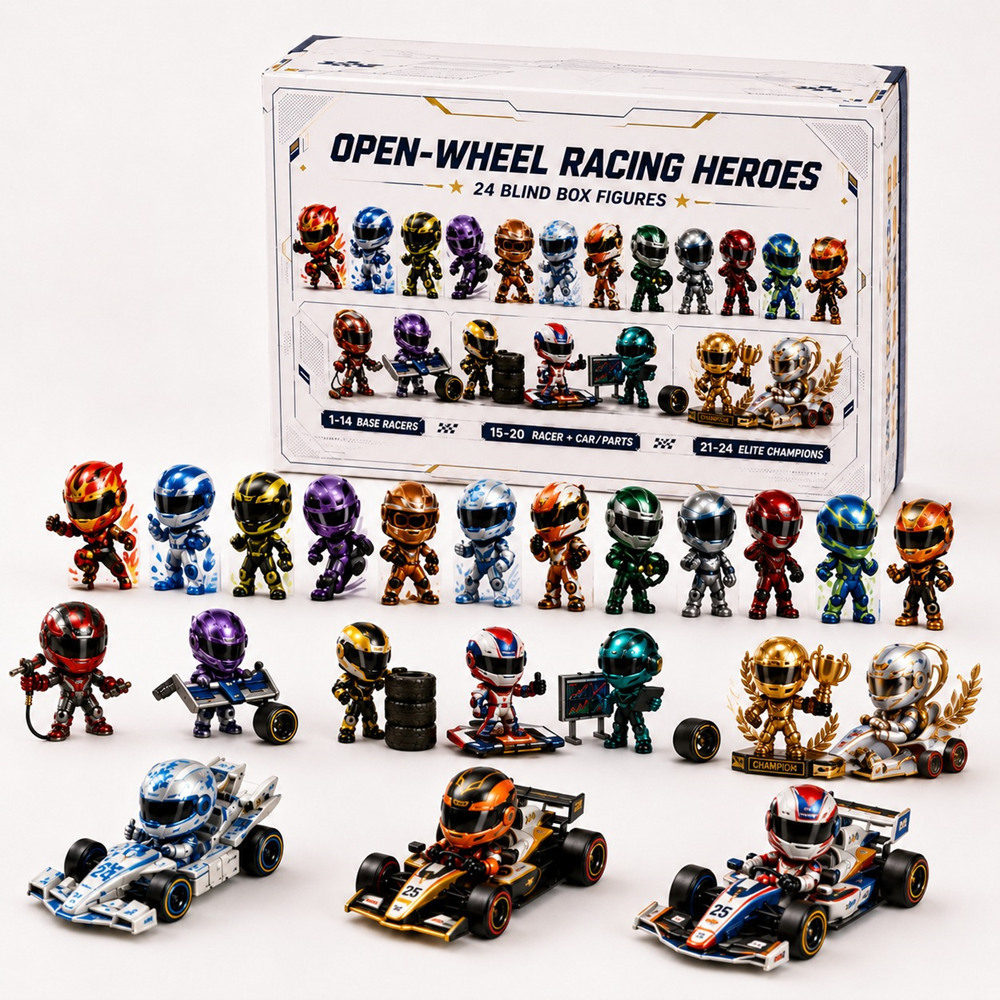 Open-Wheel Racing Heroes Advent Calendar | 24 Days of Racing Blind Box Figures