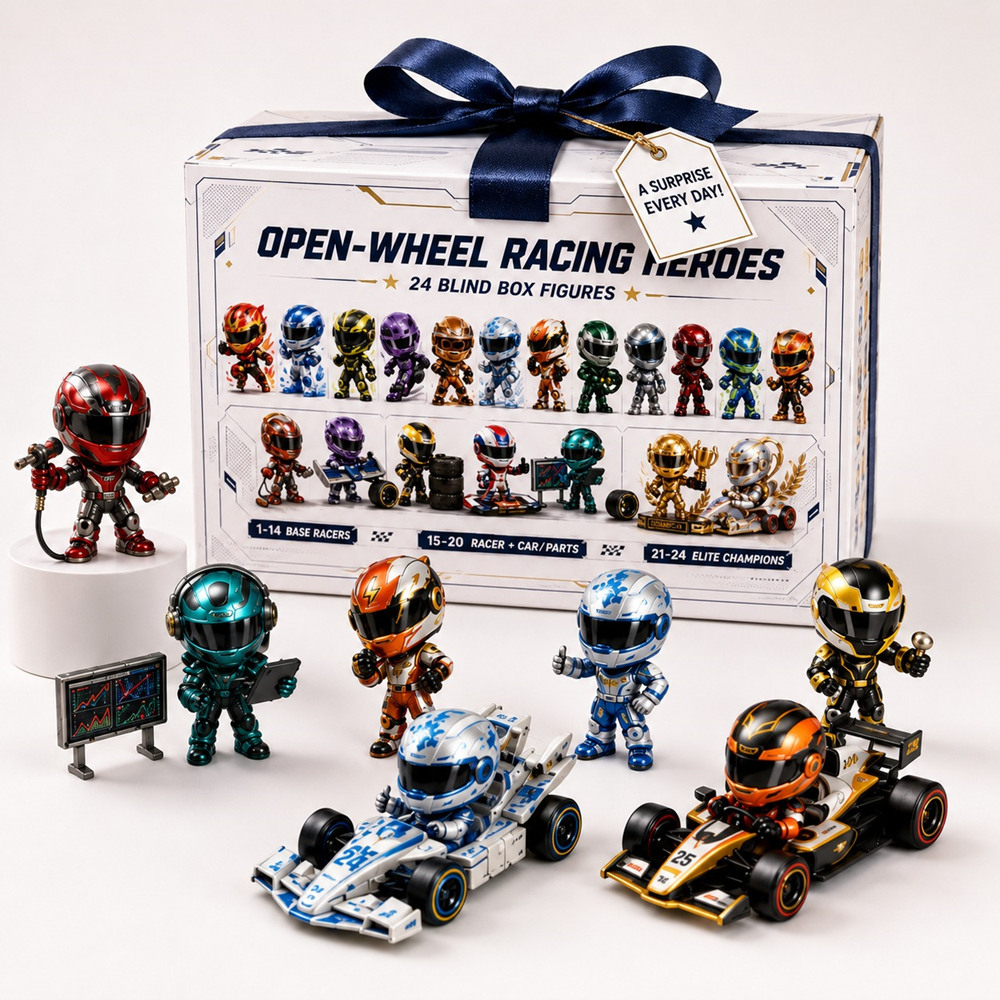 Open-Wheel Racing Heroes Advent Calendar | 24 Days of Racing Blind Box Figures