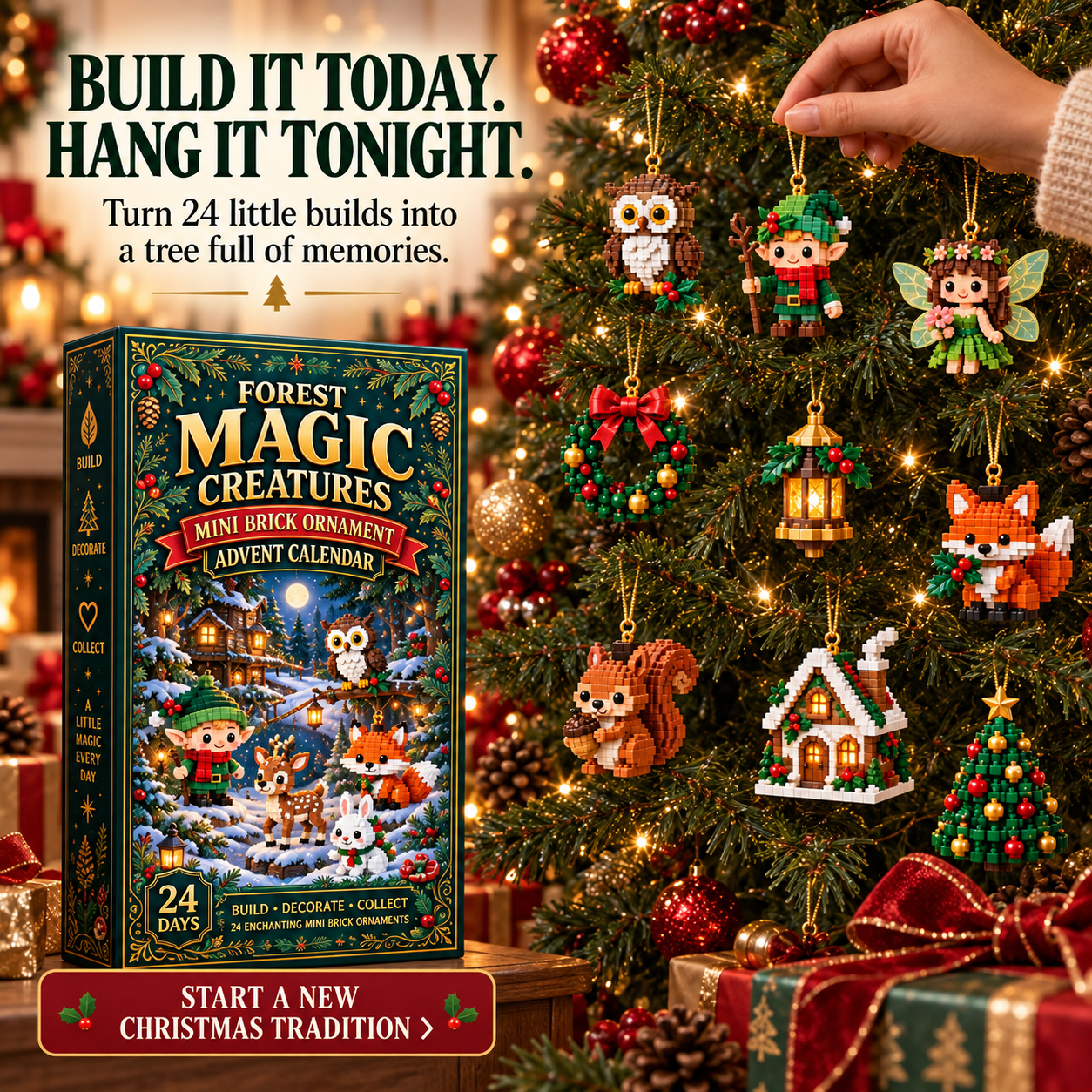 🎄 24‑Day Forest Magic Creatures Ornament Advent Calendar 