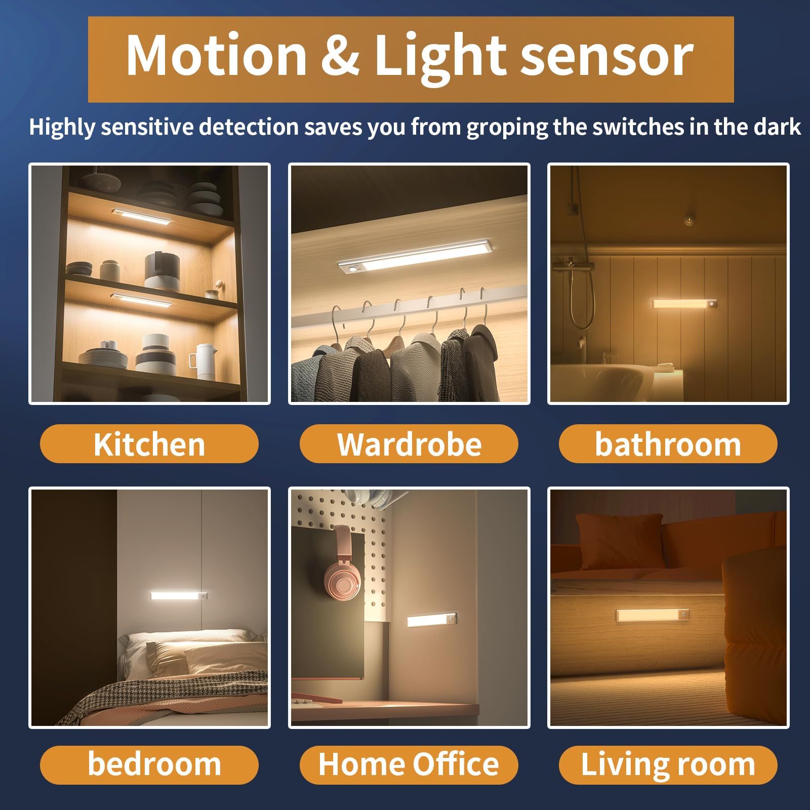 Wireless Motion Sensor Under-Cabinet LED Lights