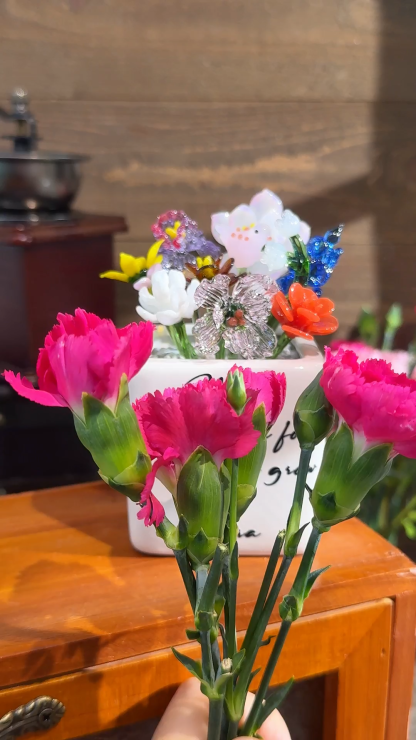 Custom Mini Glass Birth Month Flower with Plant Pot Keepsake Gifts For Mother's Day Gift Ideas