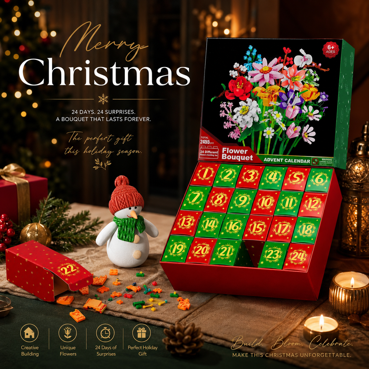 🔥 Last day  49% OFF｜24‑Day Christmas Countdown Gift 🎄 🌺