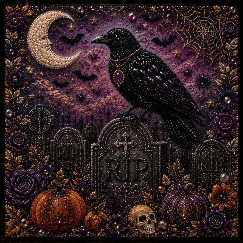 🧘Relaxing & Beginner-Friendly- 👻Cute Ghosts Pumpkins 3D Pearl Mosaic Art Kit