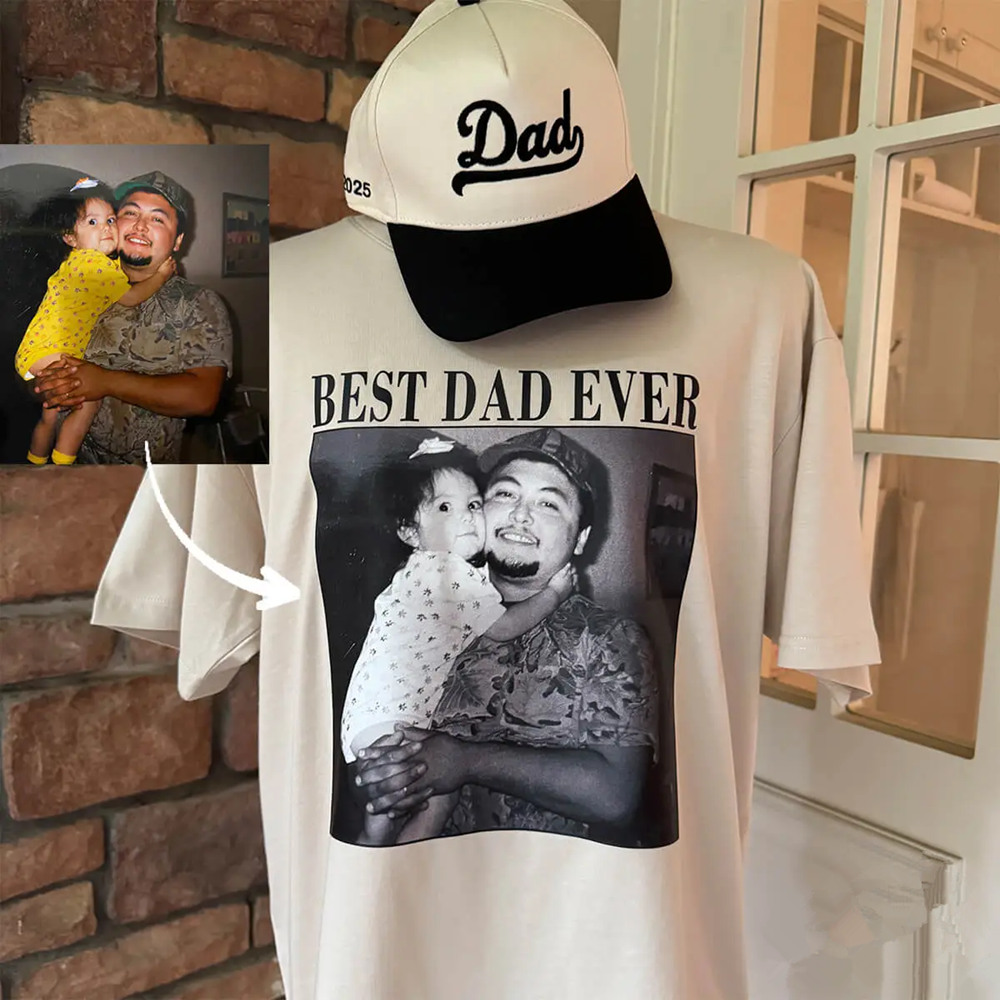 Custom Photo Dad Shirt Vintage Photo Tee Fathers Day Gift for Dad or Grandpa
