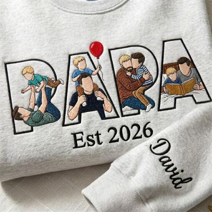 Embroidered Custom Dad Portrait Sweatshirt Hoodie T shirt For Fathers Day Gift