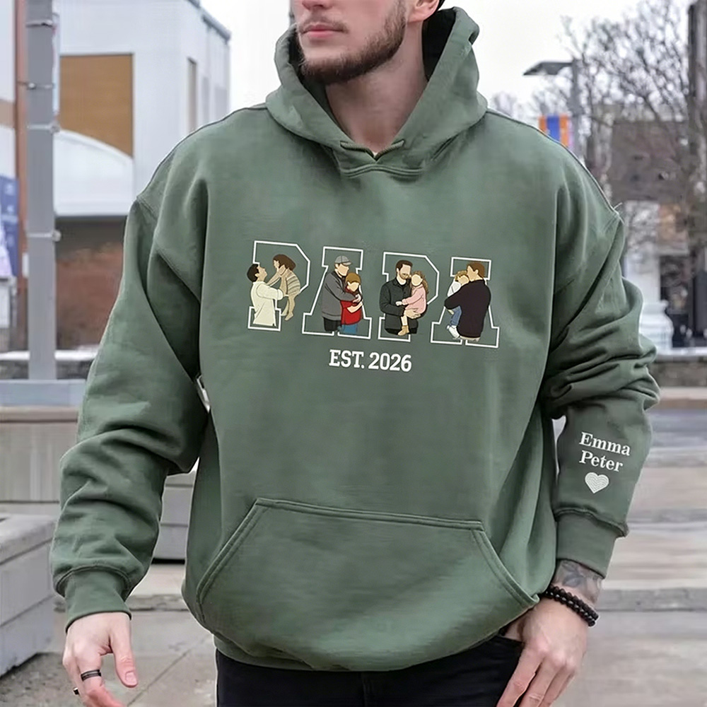 Embroidered Custom Dad Portrait Sweatshirt Hoodie T shirt For Fathers Day Gift