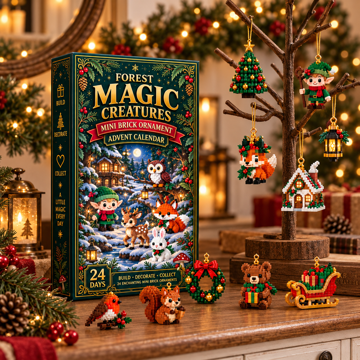🎄 24‑Day Forest Magic Creatures Ornament Advent Calendar 
