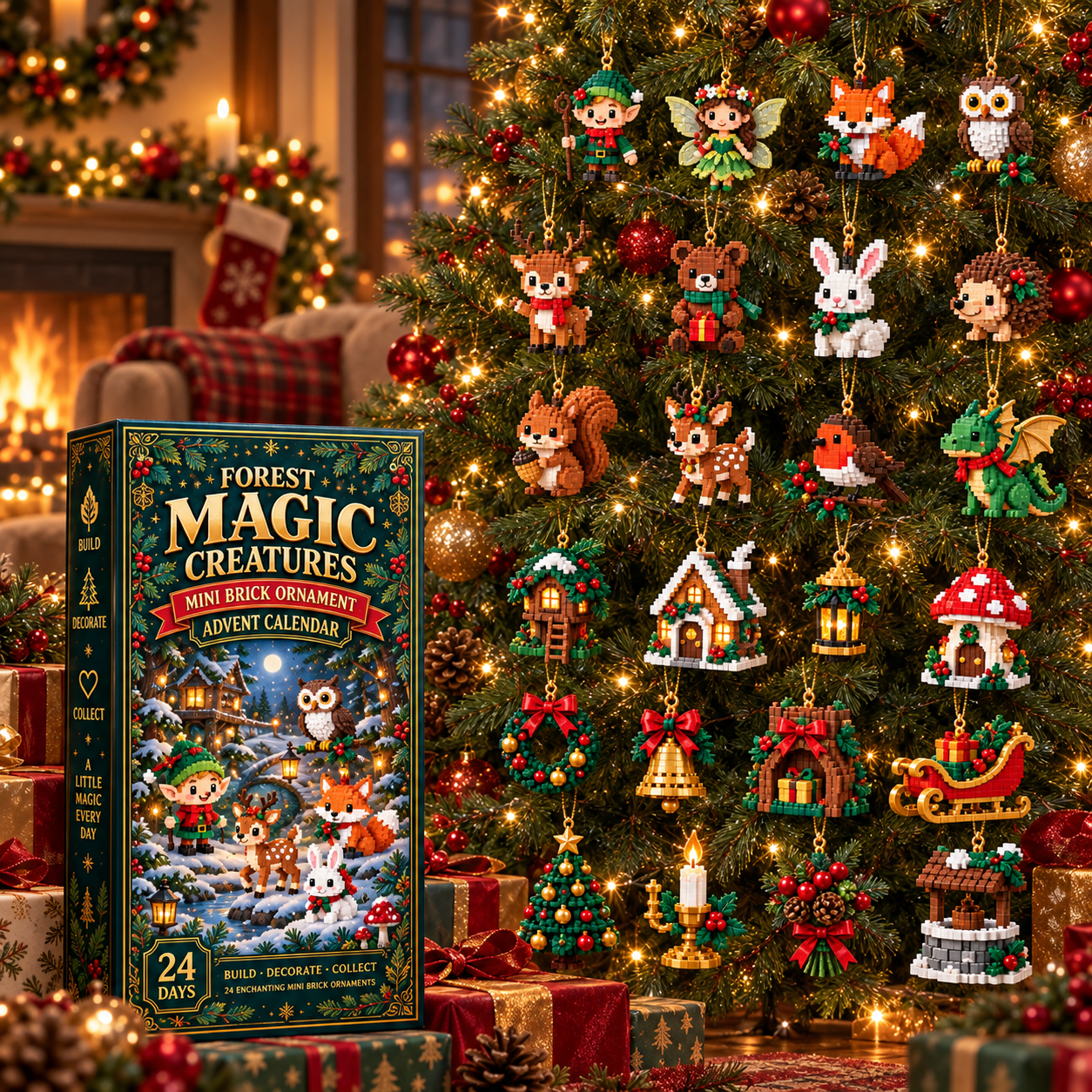 🎄 24‑Day Forest Magic Creatures Ornament Advent Calendar 