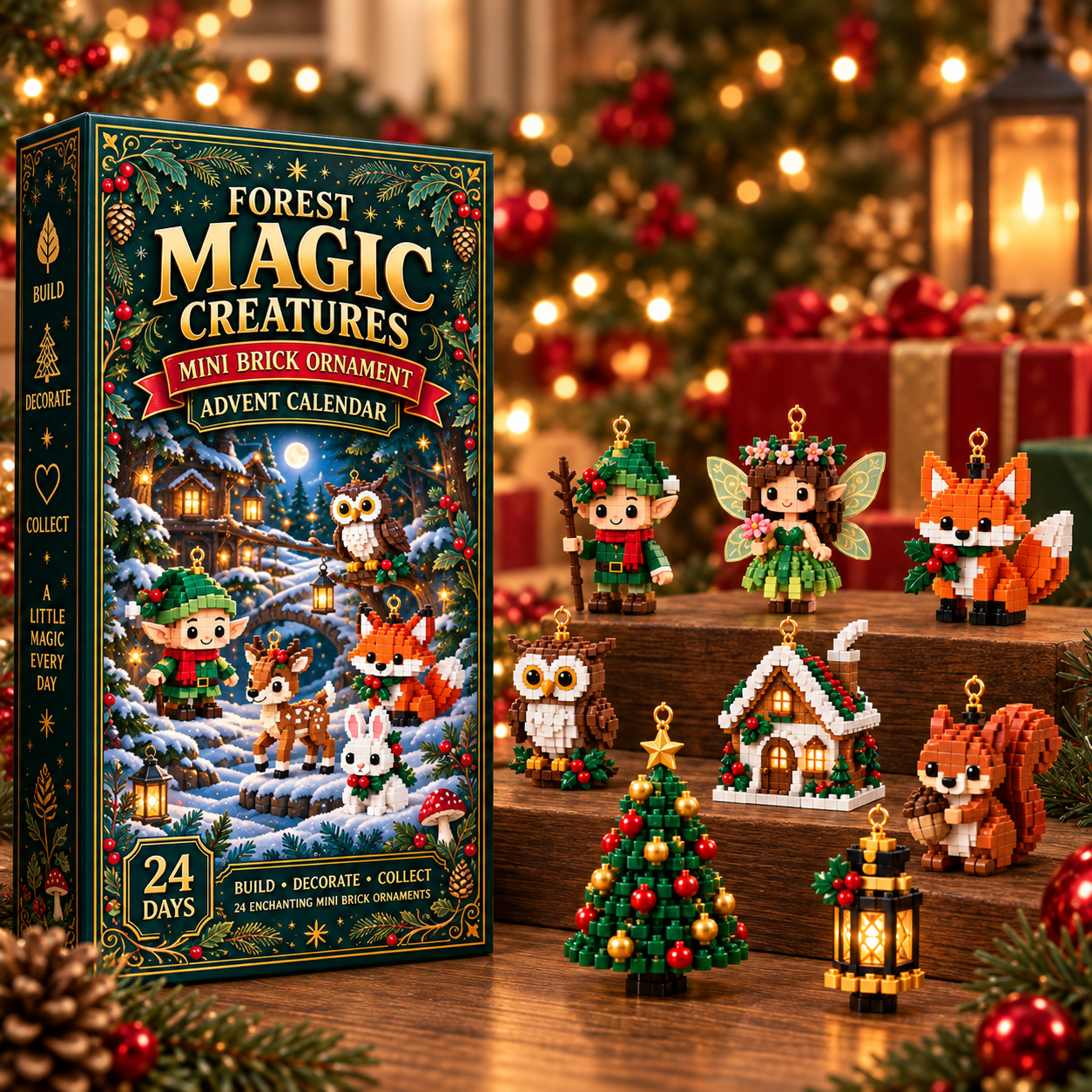 🎄 24‑Day Forest Magic Creatures Ornament Advent Calendar 