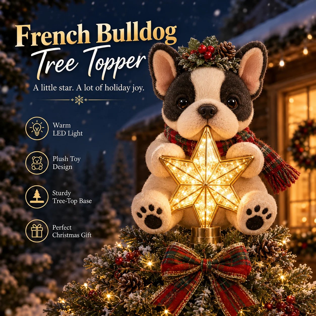 Christmas tree top with French bulldog