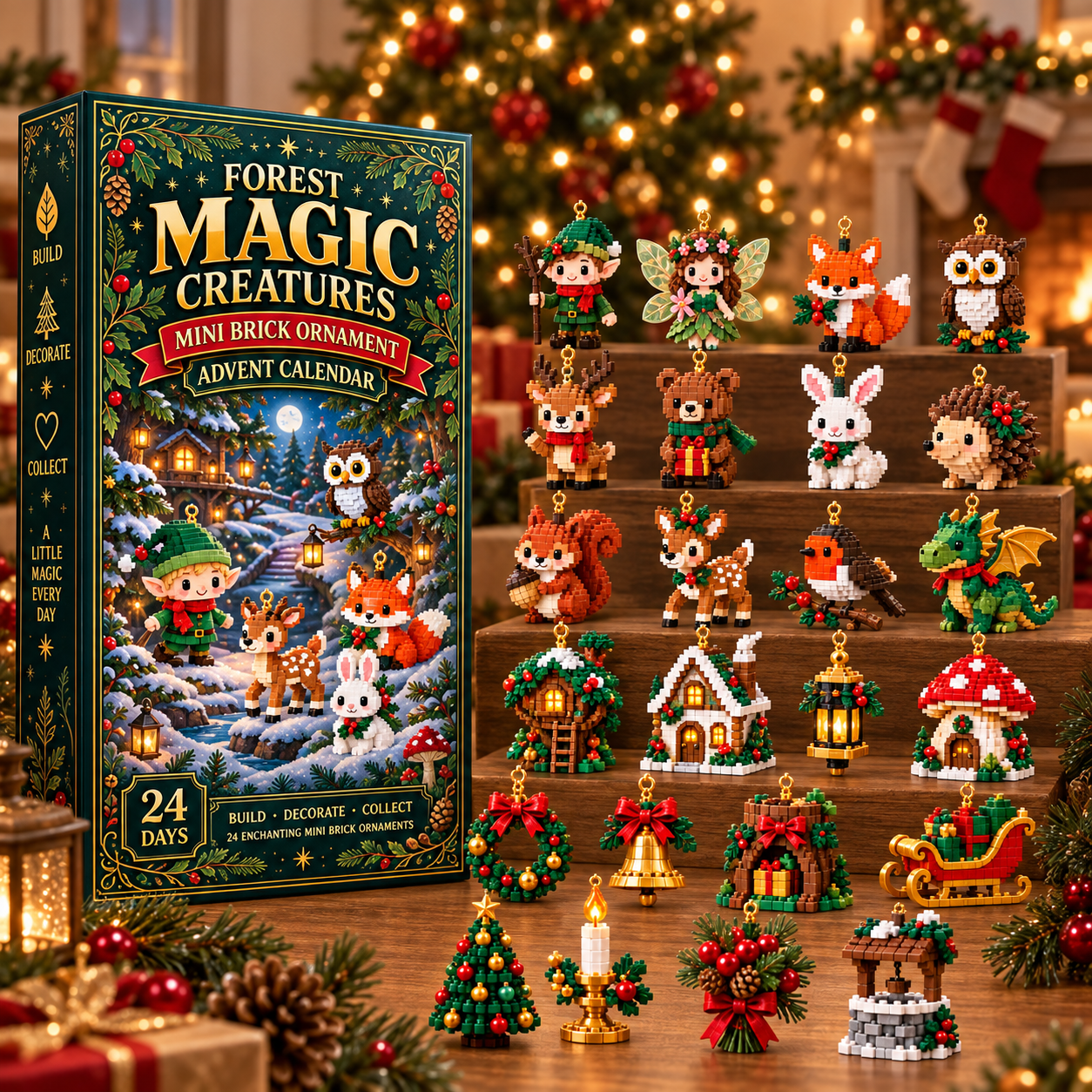 🎄 24‑Day Forest Magic Creatures Ornament Advent Calendar 