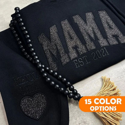Custom Embroidered Glitter Vinyl MAMA Sweatshirt-Gift For Mom & Grandma Mother's Day Gift
