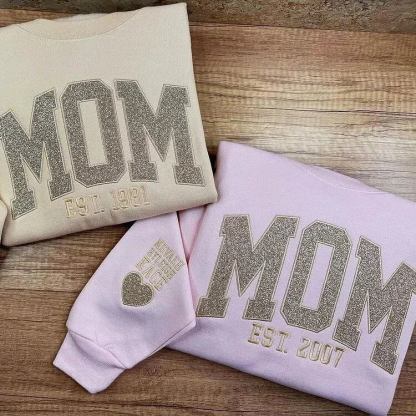 Custom Embroidered Glitter Vinyl MAMA Sweatshirt-Gift For Mom & Grandma Mother's Day Gift