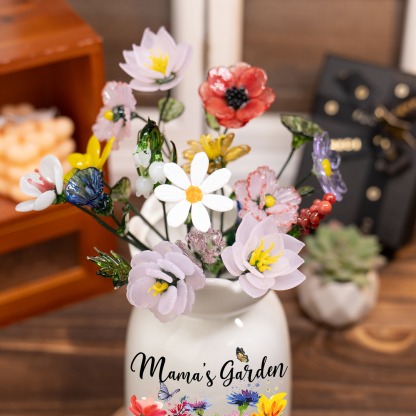 Custom Birth Flower Vase with Glass Flower Mother's Day Gift Keepsake Gift for Mom/Grandma