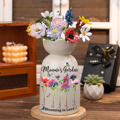 Custom Birth Flower Vase with Glass Flower Mother's Day Gift Keepsake Gift for Mom/Grandma