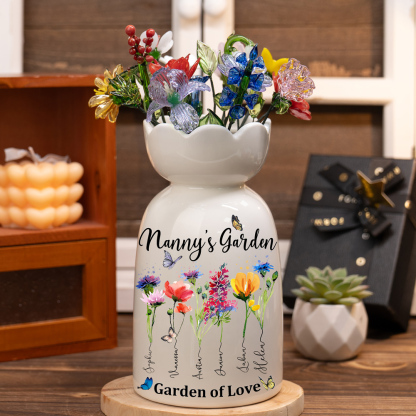 Custom Birth Flower Vase with Glass Flower Mother's Day Gift Keepsake Gift for Mom/Grandma