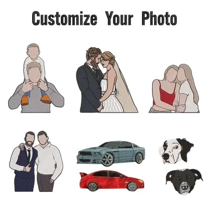Personalized Embroidered Photo Couple LOVE Est Year Valentines Matching Couple Gift