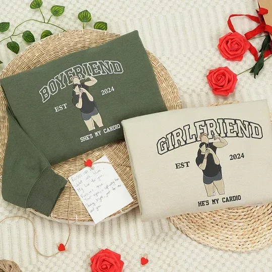 Personalized Embroidered Photo Couple Boyfriend and Girlfriend Matching Sweatshirts
