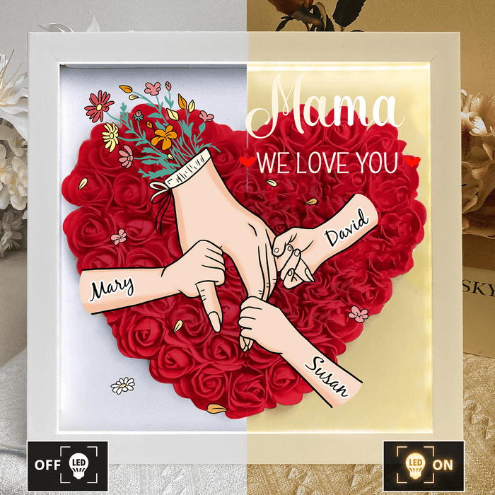 Family love blooms forever – Personalized flower box for mom and grandma with names