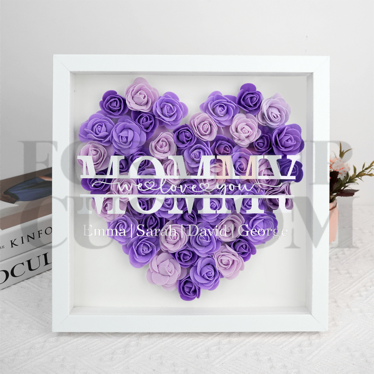 Mom We Love You - Personalized Flower Shadow Box Mother's Day Gift