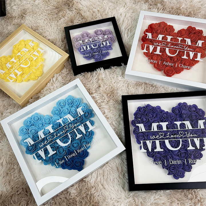 Mom We Love You - Personalized Flower Shadow Box Mother's Day Gift