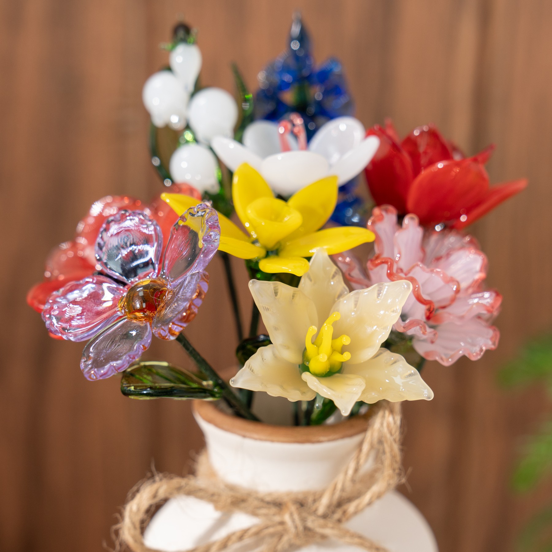 Custom Birth Flower Vase with Glass Flower Spring Decoration Mother's Day Gift