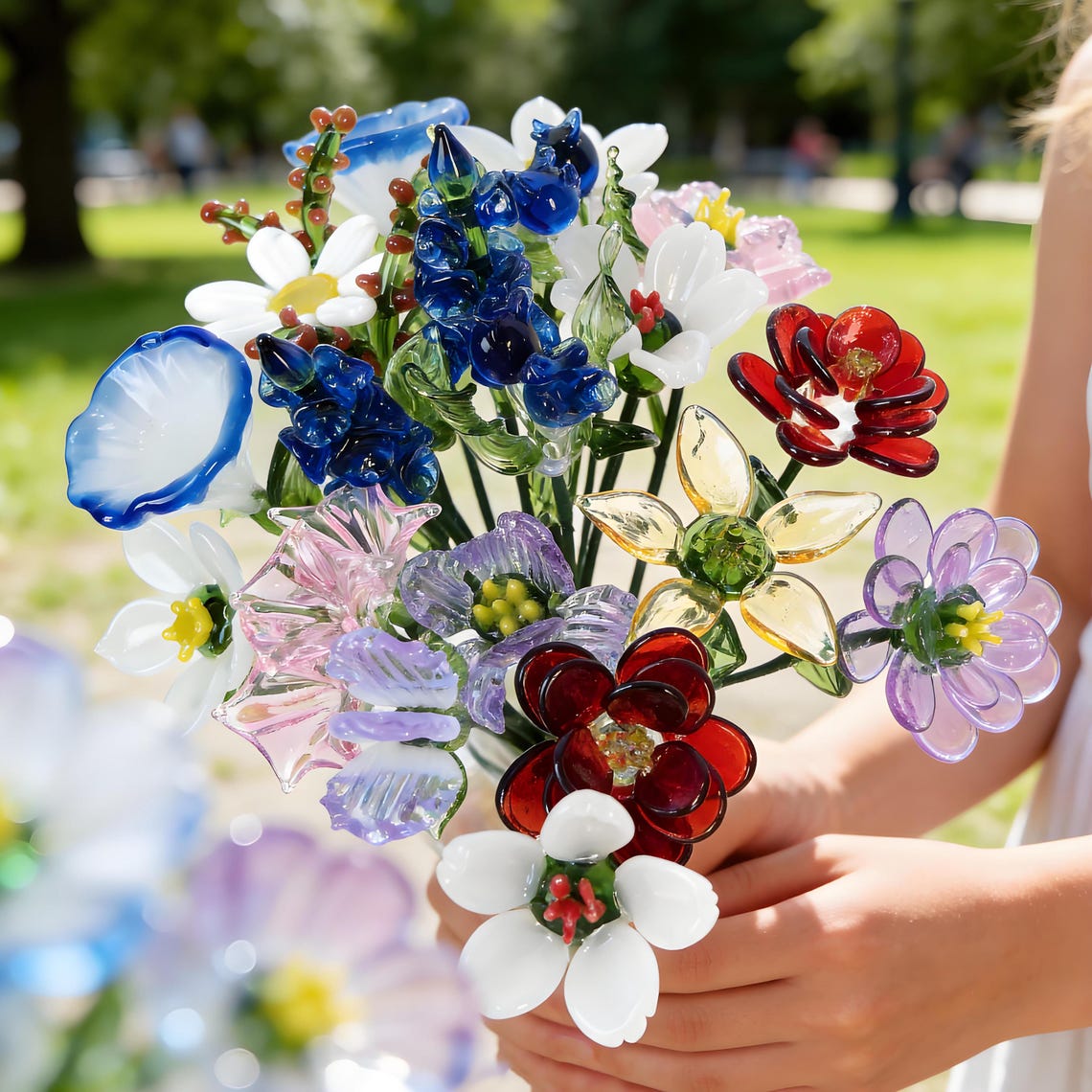 Custom Birth Flower Vase with Glass Flower Spring Decoration Mother's Day Gift